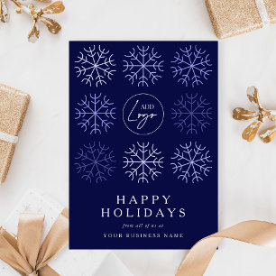 Bedrijf Logo Christmas Snowflakes Navy Corporate Feestdagenkaart