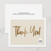 Bedrijf Logo Cream Faux Gold Maatwerk Bedankkaart (Voorkant / Achterkant)