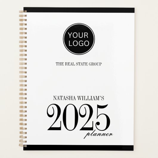 Bedrijf Logo Custom Black 2025 Planner (Voorkant)