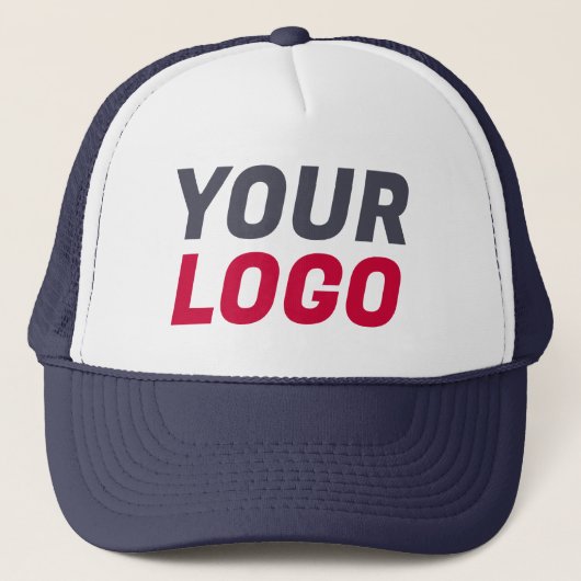 Bedrijf Logo CUSTOM Navy, Rood en Wit Trucker Pet (Voorkant)