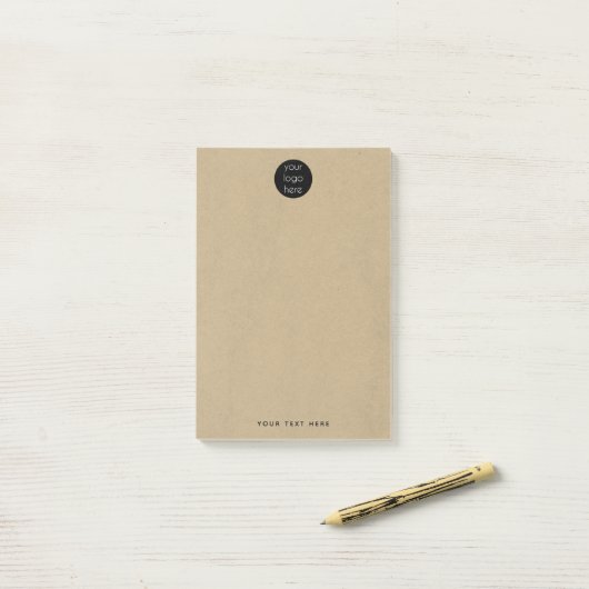 Bedrijf Logo Custom Text Kraft Post-it® Notes (Op bureau)