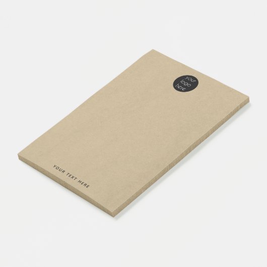 Bedrijf Logo Custom Text Kraft Post-it® Notes (Schuin)