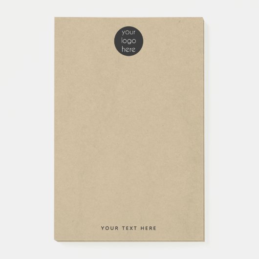 Bedrijf Logo Custom Text Kraft Post-it® Notes (Voorkant)