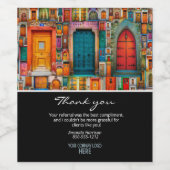 Bedrijf Logo Dank u Verwijzing met Deuren Wijn Etiket (Enkel label)