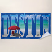Bedrijf Logo Destin Beach Florida Foto Typografie Strandlaken (Voorkant)