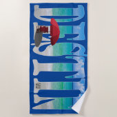 Bedrijf Logo Destin Beach Florida Foto Typografie Strandlaken (Voorkant)