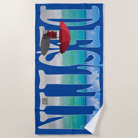 Bedrijf Logo Destin Beach Florida Foto Typografie Strandlaken (Voorkant)