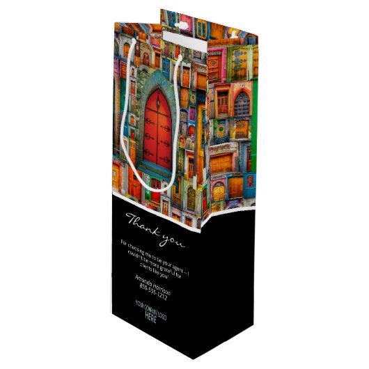 Bedrijf Logo Deuren Dank u Cliënt Gift Wijn Cadeautas (Voorkant Gekanteld)