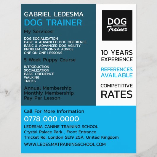 Bedrijf Logo, Dog Trainer Adverteren Flyer (Voorkant)