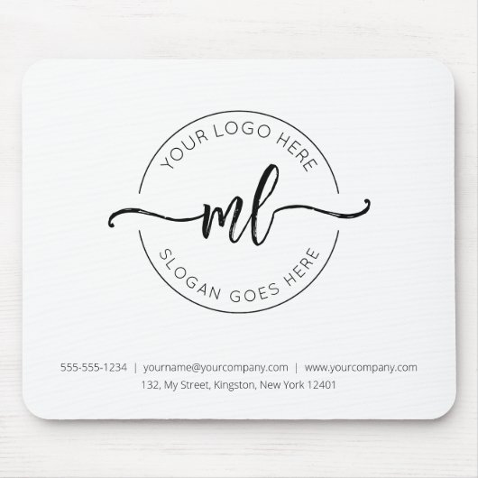 Bedrijf Logo Eenvoudig Monogram Initialen Wit Muismat (Voorkant)
