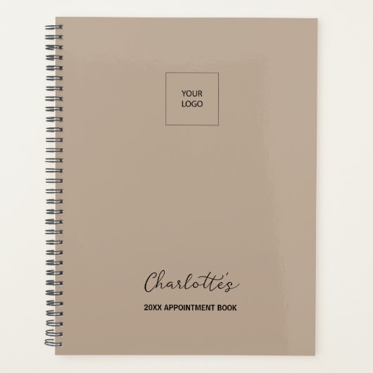 Bedrijf Logo Eenvoudig Tan Elegant Afsprakenboek Planner (Voorkant)