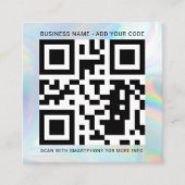 Bedrijf Logo- en QR-code DIY Holographic Vierkante Visitekaartje (Voorkant)