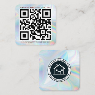 Bedrijf Logo- en QR-code DIY Holographic Vierkante Visitekaartje