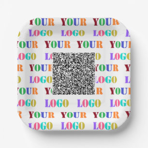 Bedrijf Logo en QR Code Paper Borden Sjabloon Papieren Bordje