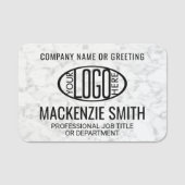 Bedrijf Logo Faux Marble Professioneel Medewerker Naamplaatje (Voorkant)