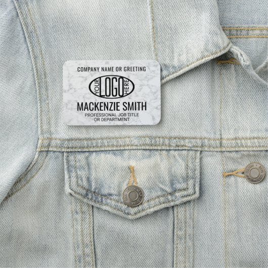 Bedrijf Logo Faux Marble Professioneel Medewerker Naamplaatje (In situ)