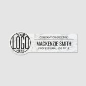 Bedrijf Logo Faux Marble Professioneel Medewerker Naamplaatje (Voorkant)