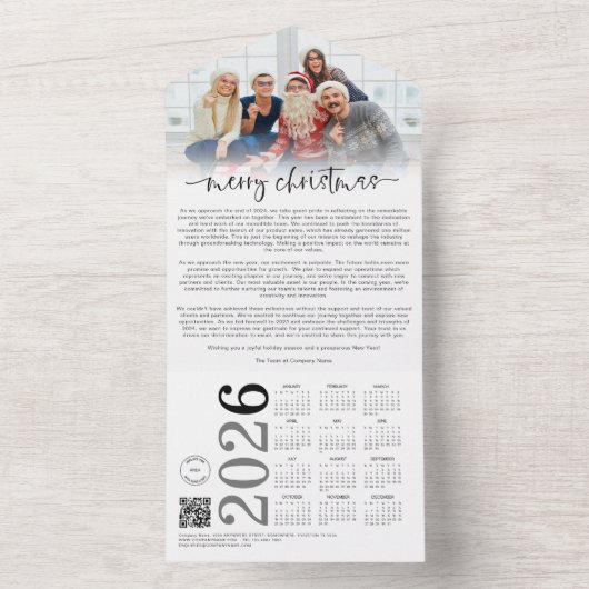 Bedrijf Logo Foto 2026 Calender Christmas Kaart (Binnen)