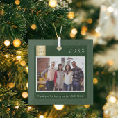 Bedrijf logo foto dank u groen glas ornament