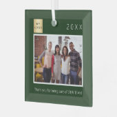 Bedrijf logo foto dank u groen glas ornament (Voorkant links)