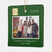 Bedrijf logo foto dank u groen keramisch ornament (Links)