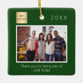 Bedrijf logo foto dank u groen keramisch ornament (Voorkant)
