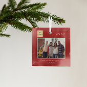 Bedrijf logo foto dank u rood glas ornament