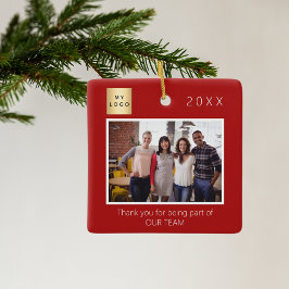 Bedrijf logo foto dank u rood keramisch ornament