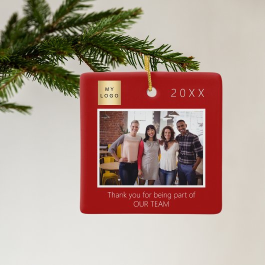 Bedrijf logo foto dank u rood keramisch ornament