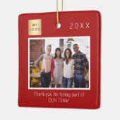 Bedrijf logo foto dank u rood keramisch ornament (Links)