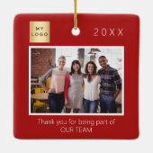 Bedrijf logo foto dank u rood keramisch ornament (Achterkant)