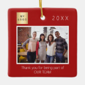Bedrijf logo foto dank u rood keramisch ornament (Voorkant)