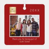 Bedrijf logo foto dank u rood metalen ornament (Achterkant)