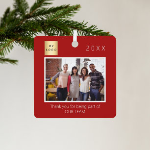 Bedrijf logo foto dank u rood metalen ornament