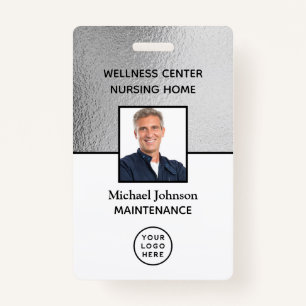 Bedrijf Logo Foto ID Silver White Employee Badge