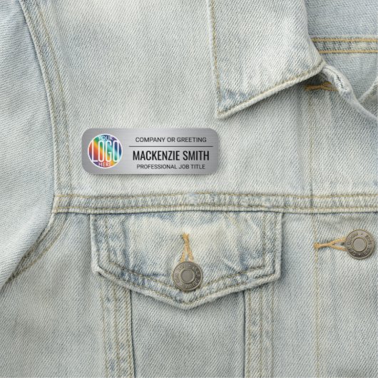 Bedrijf Logo Geborsteld Grijs Kleur Plastic Medewe Naamplaatje (In situ)