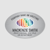 Bedrijf Logo Geborsteld Grijs Kleur Plastic Ovaal Naamplaatje (Voorkant)