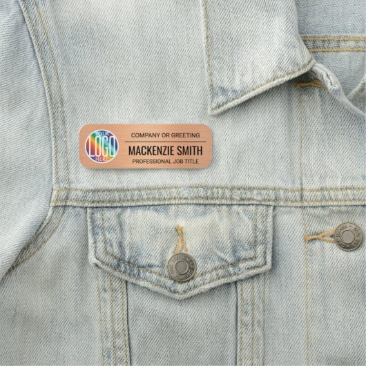 Bedrijf Logo Geborstelde Koper Kleur Plastic Medew Naamplaatje (In situ)