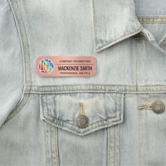 Bedrijf Logo Geborstelde Roze Kleur Plastic Medewe Naamplaatje (In situ)