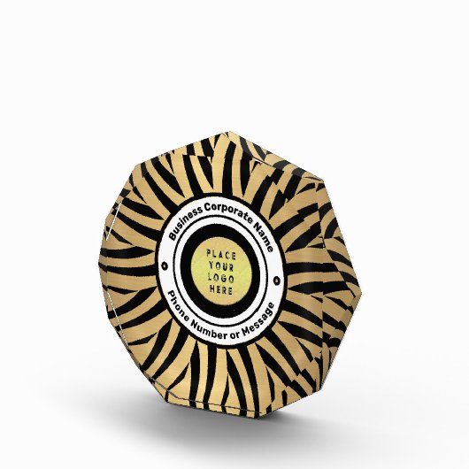 Bedrijf Logo Gold Black Personalize Fotoblokken (Rechts)