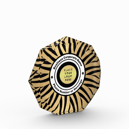 Bedrijf Logo Gold Black Personalize Fotoblokken (Links)