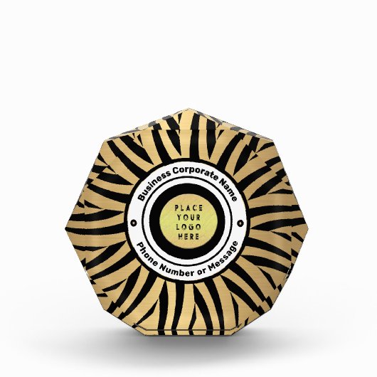 Bedrijf Logo Gold Black Personalize Fotoblokken (Voorkant)