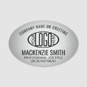 Bedrijf Logo Grijs Kleur Plastic Ovaal Medewerker Naamplaatje (Voorkant)