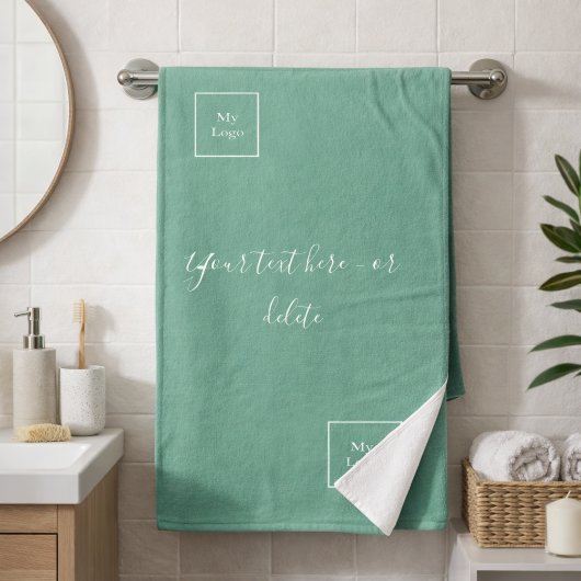 Bedrijf logo groen witte tekst badhanddoek bad handdoek