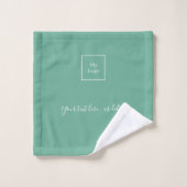 Bedrijf logo groen witte tekst badhanddoek bad handdoek (Wasdoekje)