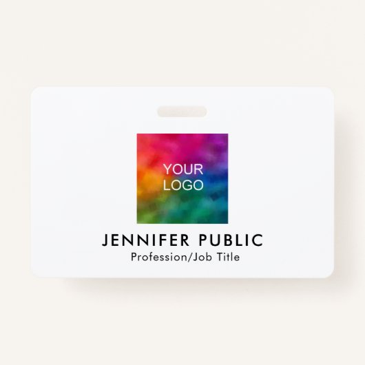 Bedrijf Logo hier QR-code Sjabloon naam en titel Badge (Voorkant)