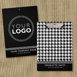 Bedrijf Logo Houndstooth Black White Business Klembord