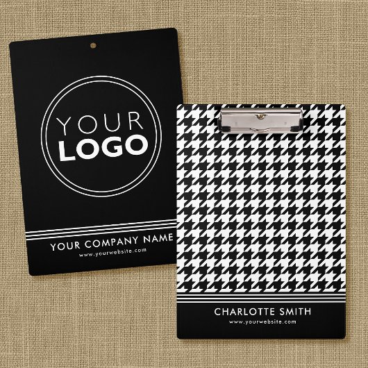 Bedrijf Logo Houndstooth Black White Business Klembord