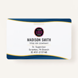 Bedrijf Logo ID Medewerker Minimalistisch Wit Badge