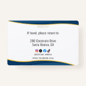 Bedrijf Logo ID Medewerker Minimalistisch Wit Badge (Achterkant)